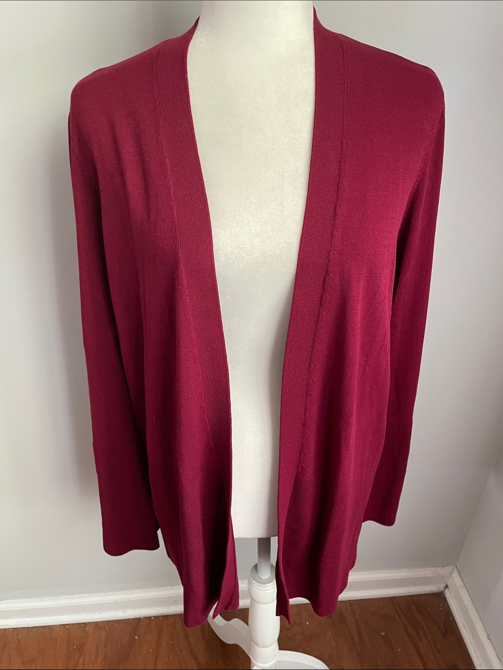 New Ann Taylor Open-Front Wine Red Cardigan Sweater Size Large